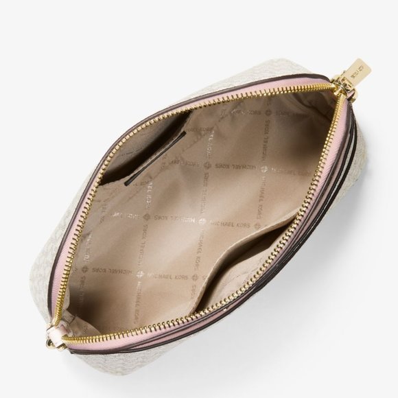 New Michael Kors Jet Set Travel Medium Logo Dome Crossbody Powder Blush Multi - Picture 2 of 3